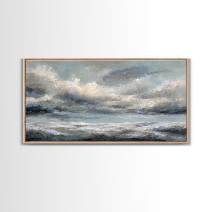 Large Cloudscape with Subtle Drama Framed Canvas Print, Hotel Art, Living Room Decor, Hotel Decor, Fine Art, Boutique, HOT-2x1-85