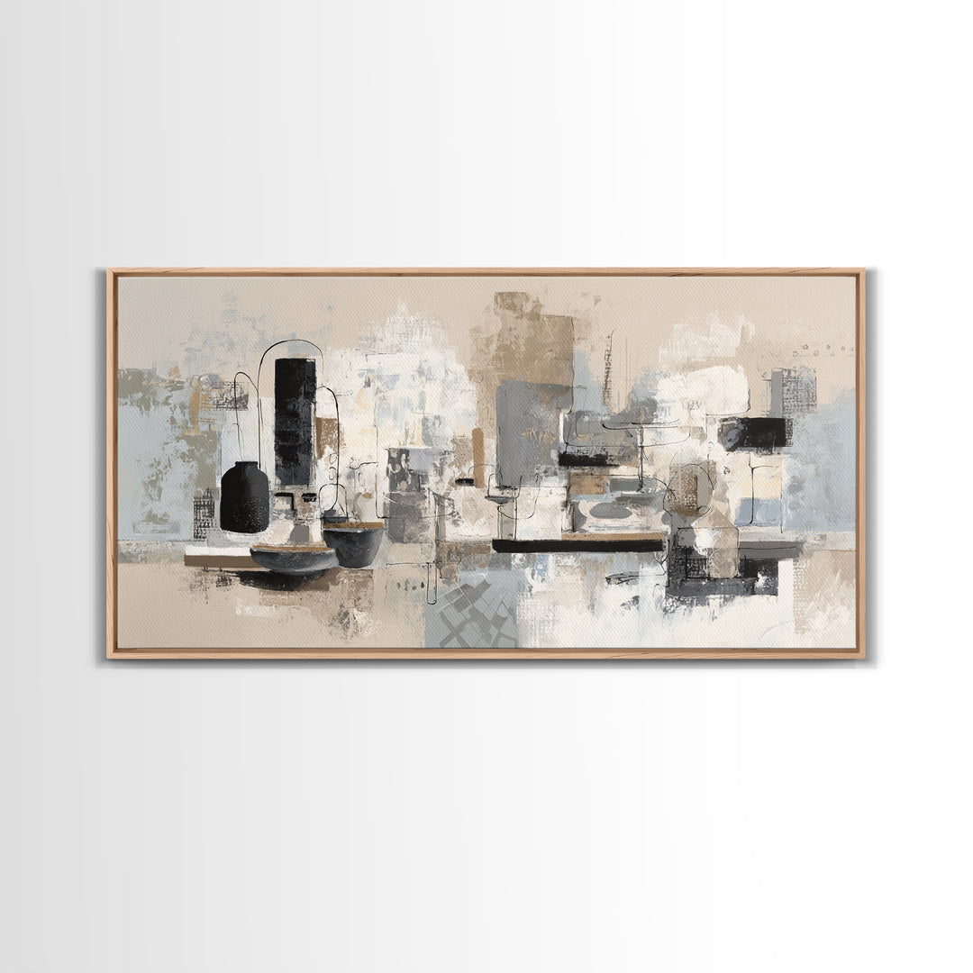 Simple Black Line Figure Framed Canvas Print, Hotel Art, Large Wall Art, Hotel Decor, Fine Art, Boutique, Beach Decor, HOT-2x1-91