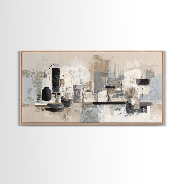 Simple Black Line Figure Framed Canvas Print, Hotel Art, Large Wall Art, Hotel Decor, Fine Art, Boutique, Beach Decor, HOT-2x1-91