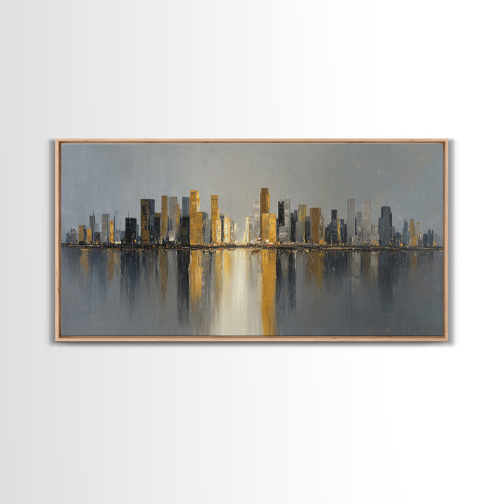 Quiet City Skyline Canvas Print, Hotel Art, Art Print, Hotel Decor, Fine Art, Boutique, Wall Sculpture, Coastal Wall Art, HOT-2x1-94