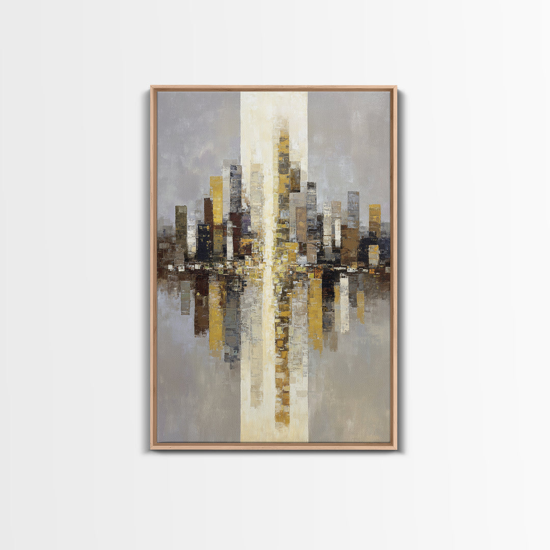 Quiet City Skyline Canvas Print, Hotel Art, Contemporary Art, Hotel Decor, Abstract Art, Boutique, Art Deco, Framed Art, HOT-2x3-10