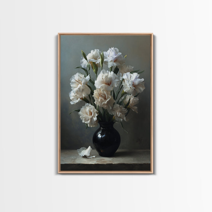 Classic Oil Painted Floral Still Life Framed Canvas Print, Hotel Art, Art Deco, Hotel Decor, Boutique, Minimalist Wall Art, HOT-2x3-17