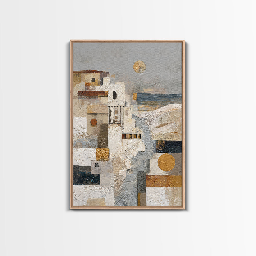Mediterranean Terrace View Focused on Sea and Framed Canvas Print, Hotel Art, Contemporary Art, Hotel Decor, Fine Art, Boutique, HOT-2x3-19