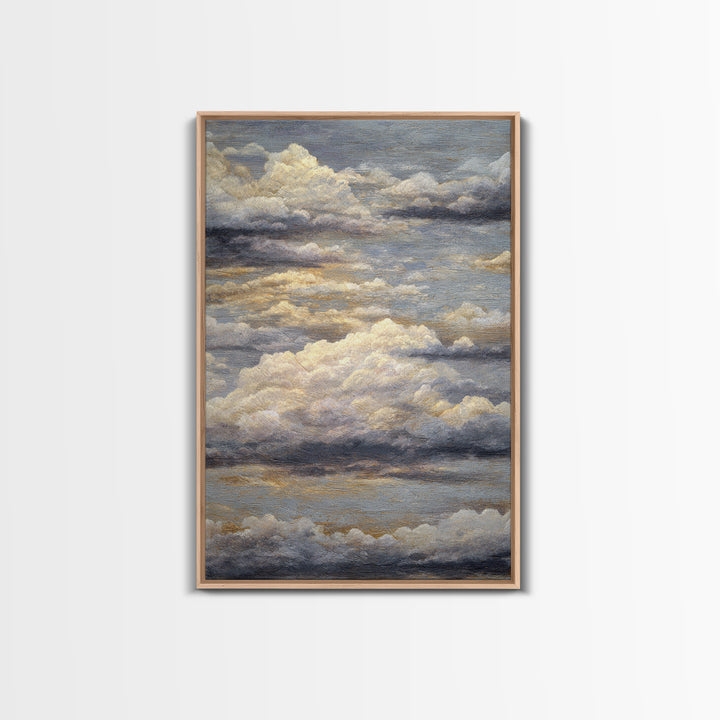 Large Cloudscape with Subtle Drama Framed Canvas Print, Hotel Art, Art Print, Hotel Decor, Fine Art, Boutique, Wall Sculpture, HOT-2x3-25