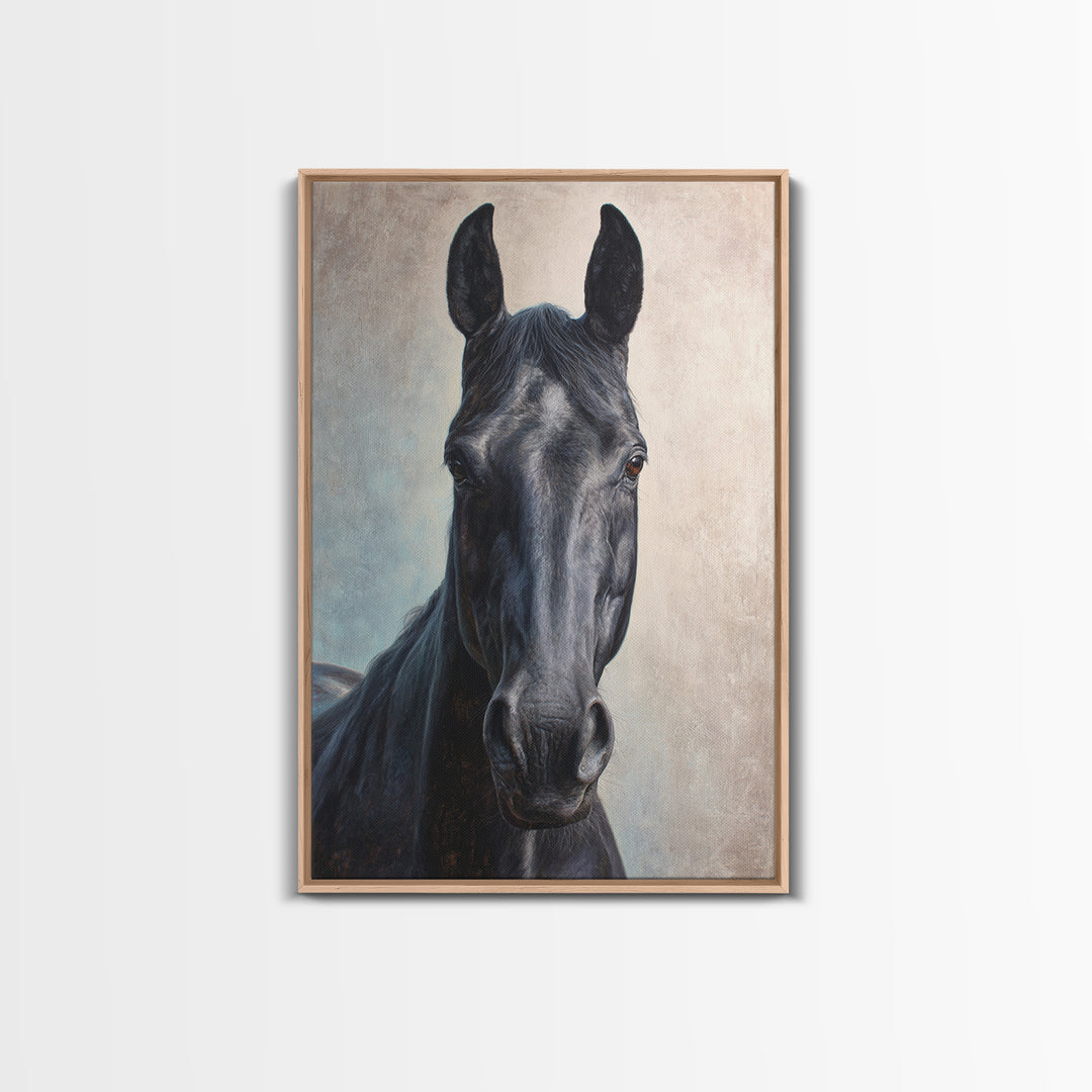 Neutral Horse Portrait Framed Canvas Print, Hotel Art, Home Decor, Hotel Decor, Fine Art, Boutique, Framed Art, Wood Wall Art, HOT-2x3-48
