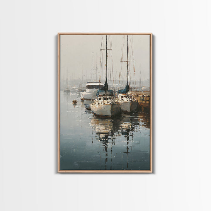 Quiet Harbor with Sailboats at Dawn Canvas Print, Hotel Art, Wall Decor, Hotel Decor, Fine Art, Boutique, Living Room Decor, HOT-2x3-54