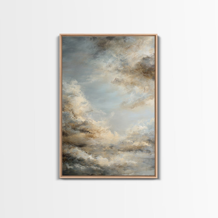 Large Cloudscape with Subtle Drama Framed Canvas Print, Hotel Art, Modern Wall Art, Hotel Decor, Boutique, Neutral Decor, HOT-2x3-73