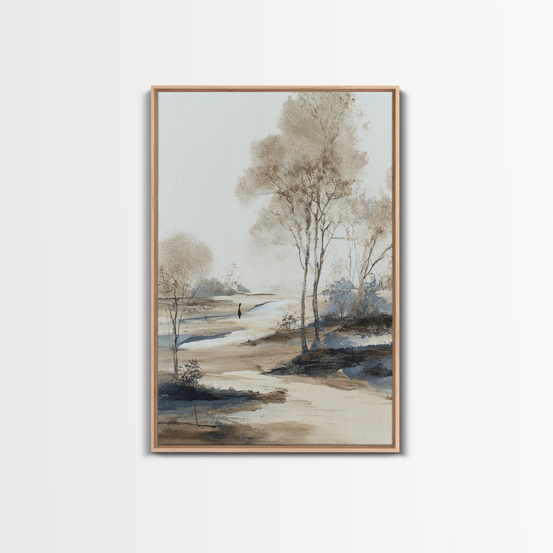 Japanese Ink Landscape Framed Canvas Print, Hotel Art, Hazbin Hotel, Hotel Decor, Fine Art, Boutique, Coastal Wall Art, HOT-2x3-74