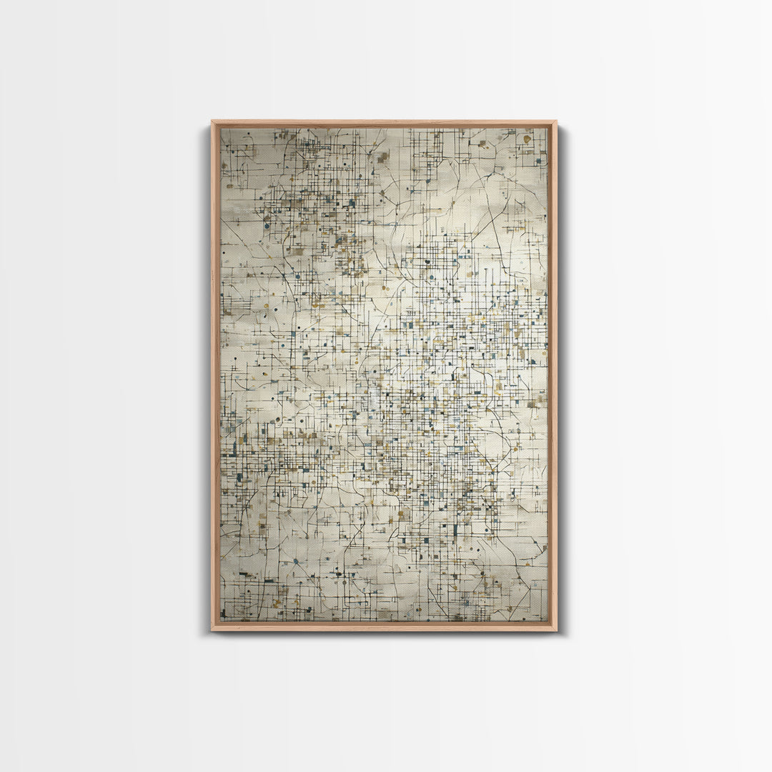 City Map Abstract Lines Without Readable Labels Framed Canvas Print, Hotel Art, Hazbin Hotel, Hotel Decor, Abstract Art, HOT-2x3-80