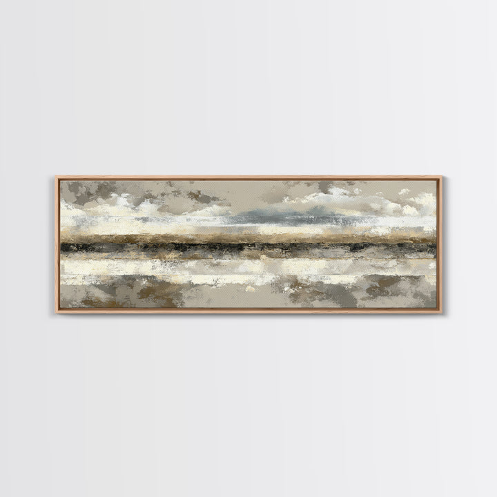Sophisticated Neutral Abstract Framed Canvas Print, Hotel Art, Minimalist Wall Art, Hotel Decor, Abstract Art, Boutique, HOT-3x1-17