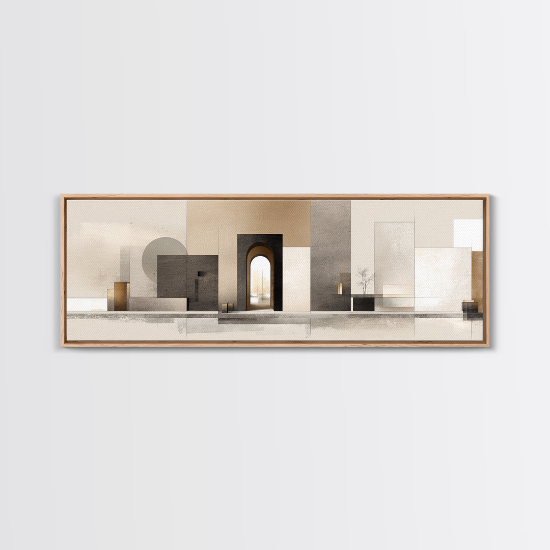 Minimal Architectural Arch Study Canvas Print, Hotel Art, Gallery Wall Set, Hotel Decor, Fine Art, Boutique, Textured Painting, HOT-3x1-20
