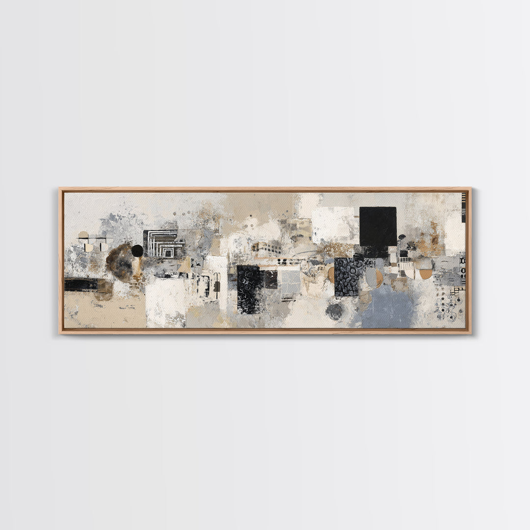 Modern Geometric Composition Framed Canvas Print, Hotel Art, Room Decor, Hotel Decor, Abstract Art, Boutique, Art Print, HOT-3x1-23