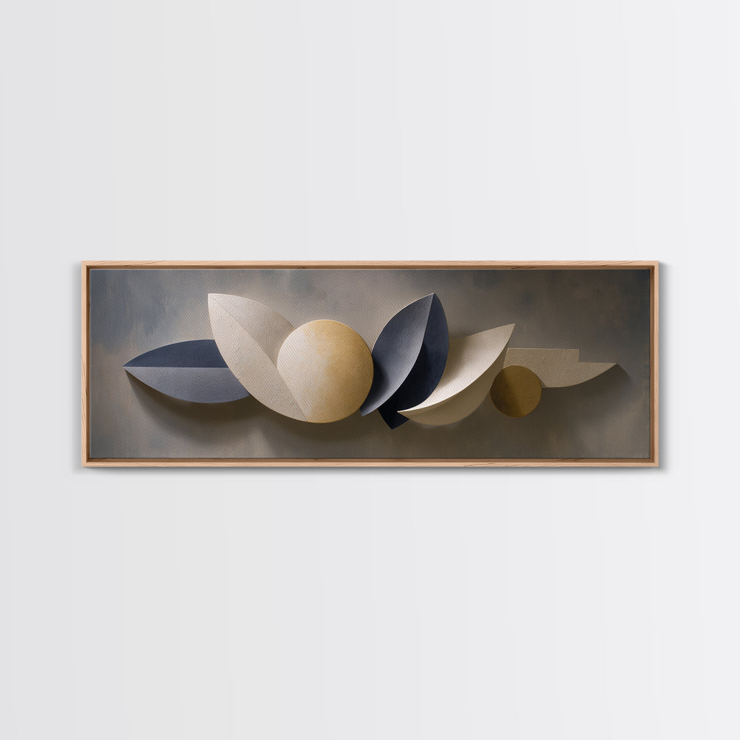 Minimal Sculpture Shapes Framed Canvas Print, Hotel Art, City Wall Art, Hotel Decor, Abstract Art, Boutique, Minimalist Decor, HOT-3x1-28