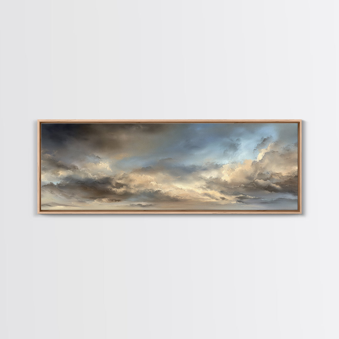 Large Cloudscape with Subtle Drama Canvas Print, Hotel Art, Coastal Decor, Hotel Decor, Fine Art, Boutique, Statement Artwork, HOT-3x1-33