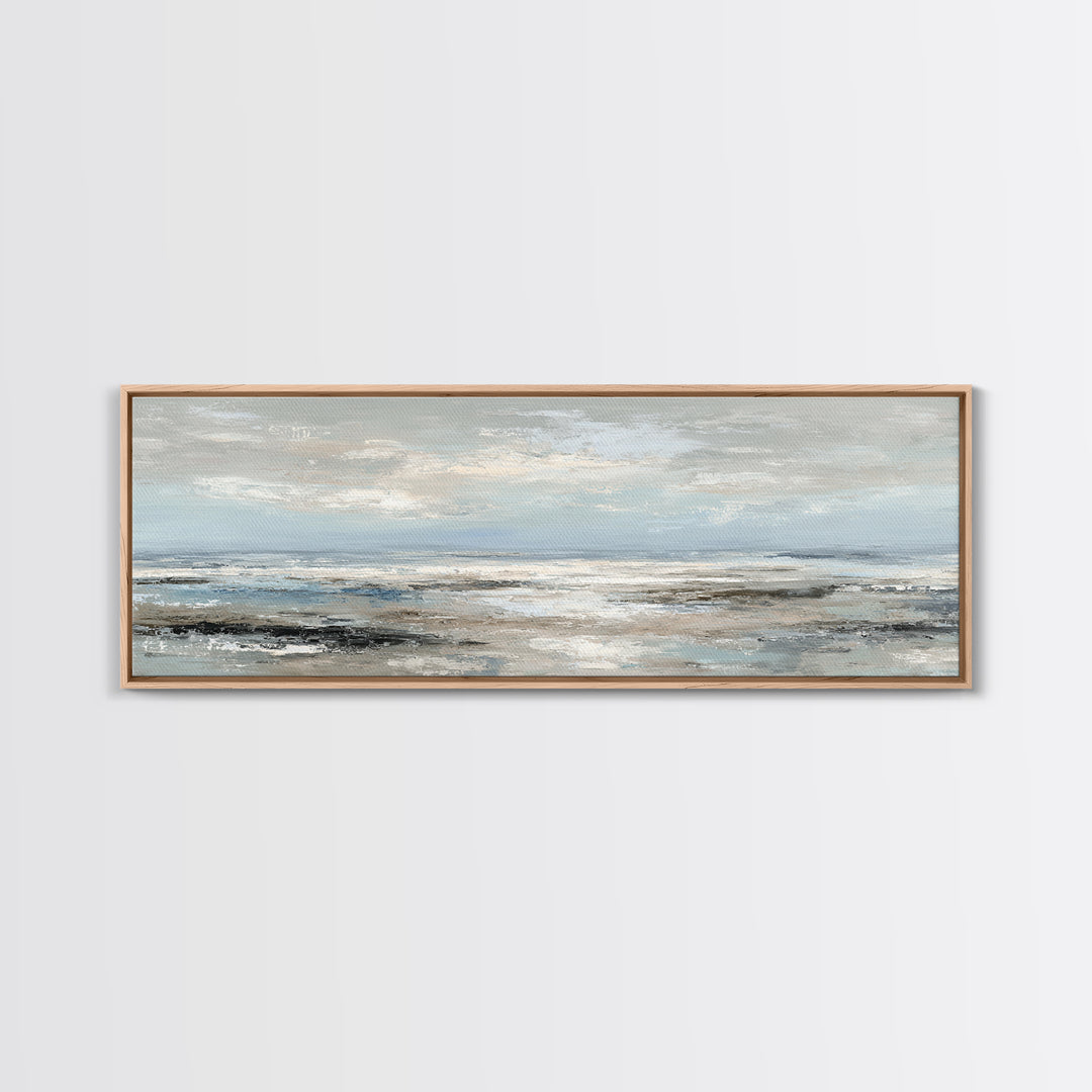 Mediterranean Terrace View Focused on Sea and Framed Canvas Print, Hotel Art, Art Print, Hotel Decor, Fine Art, Boutique, HOT-3x1-51