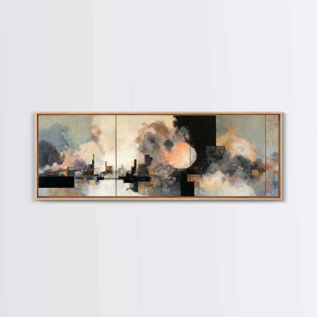 Large Cloudscape with Subtle Drama Framed Canvas Print, Hotel Art, Travel Poster, Hotel Decor, Fine Art, Boutique, HOT-3x1-57