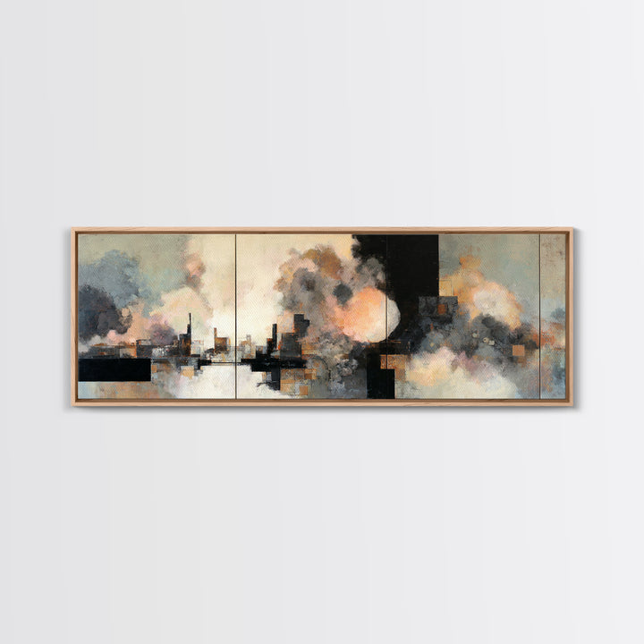 Large Cloudscape with Subtle Drama Framed Canvas Print, Hotel Art, Travel Poster, Hotel Decor, Fine Art, Boutique, HOT-3x1-57