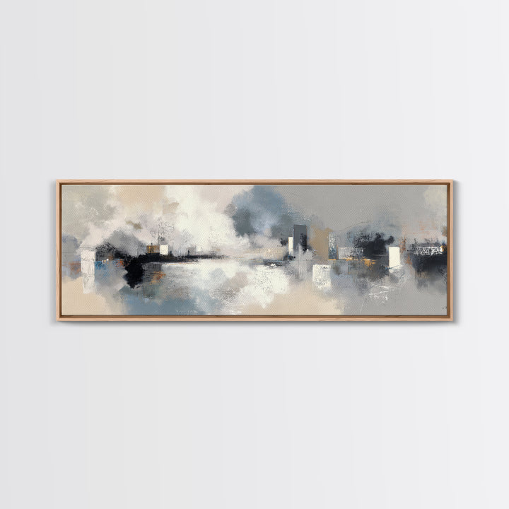 Large Calming Seascape Framed Canvas Print, Hotel Art, Art Deco, Hotel Decor, Fine Art, Boutique, Minimalist Wall Art, HOT-3x1-67