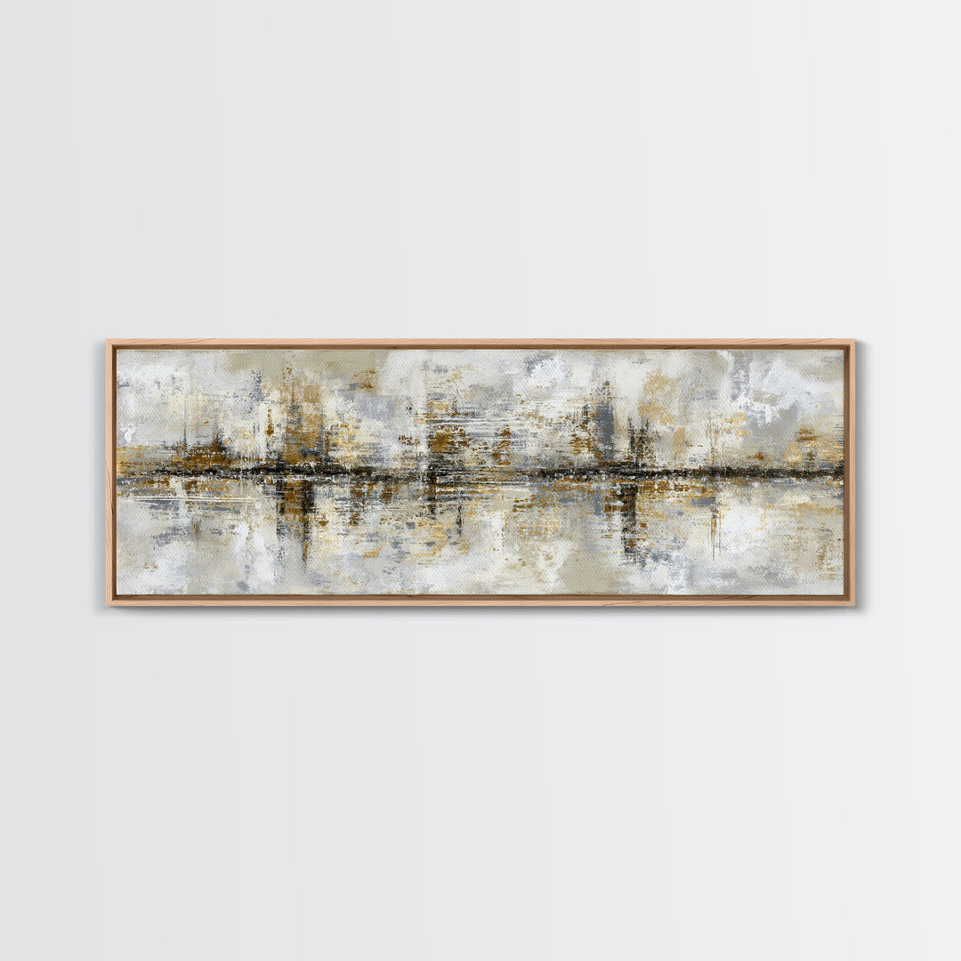 Gold Accented Abstract for Upscale Lobby Framed Canvas Print, Hotel Art, Gallery Wall Set, Hotel Decor, Fine Art, Boutique, HOT-3x1-77