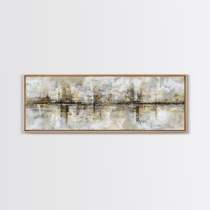 Gold Accented Abstract for Upscale Lobby Framed Canvas Print, Hotel Art, Gallery Wall Set, Hotel Decor, Fine Art, Boutique, HOT-3x1-77