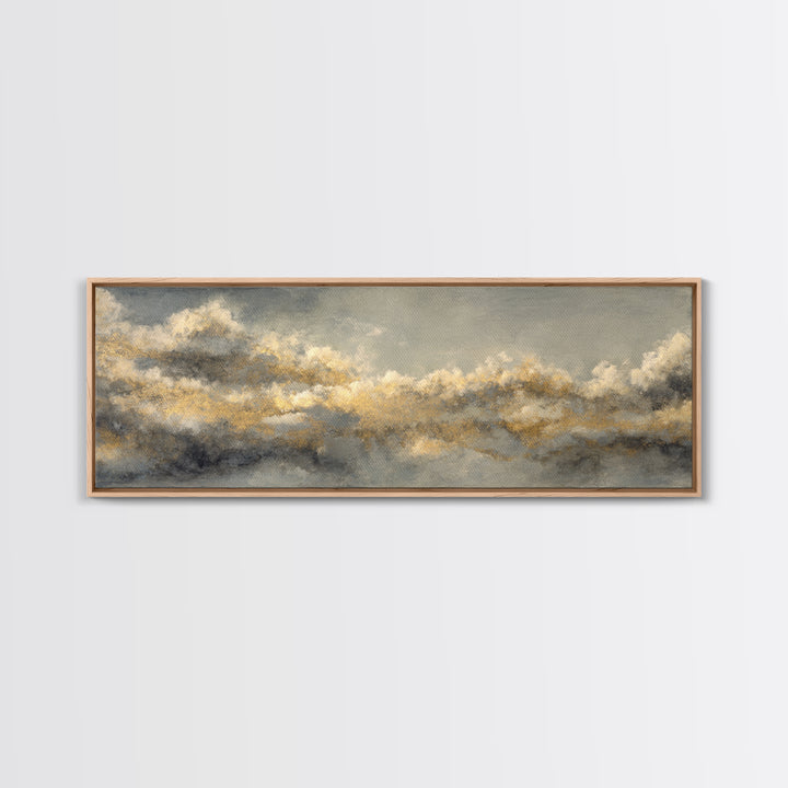Large Cloudscape with Subtle Drama Framed Canvas Print, Hotel Art, Travel Poster, Hotel Decor, Fine Art, Boutique, HOT-3x1-81