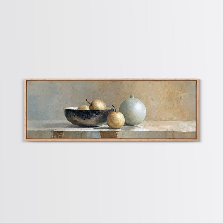 Elegant Pear Still Life on Linen Canvas Print, Hotel Art, City Wall Art, Hotel Decor, Abstract Art, Boutique, Minimalist Decor, HOT-3x1-85