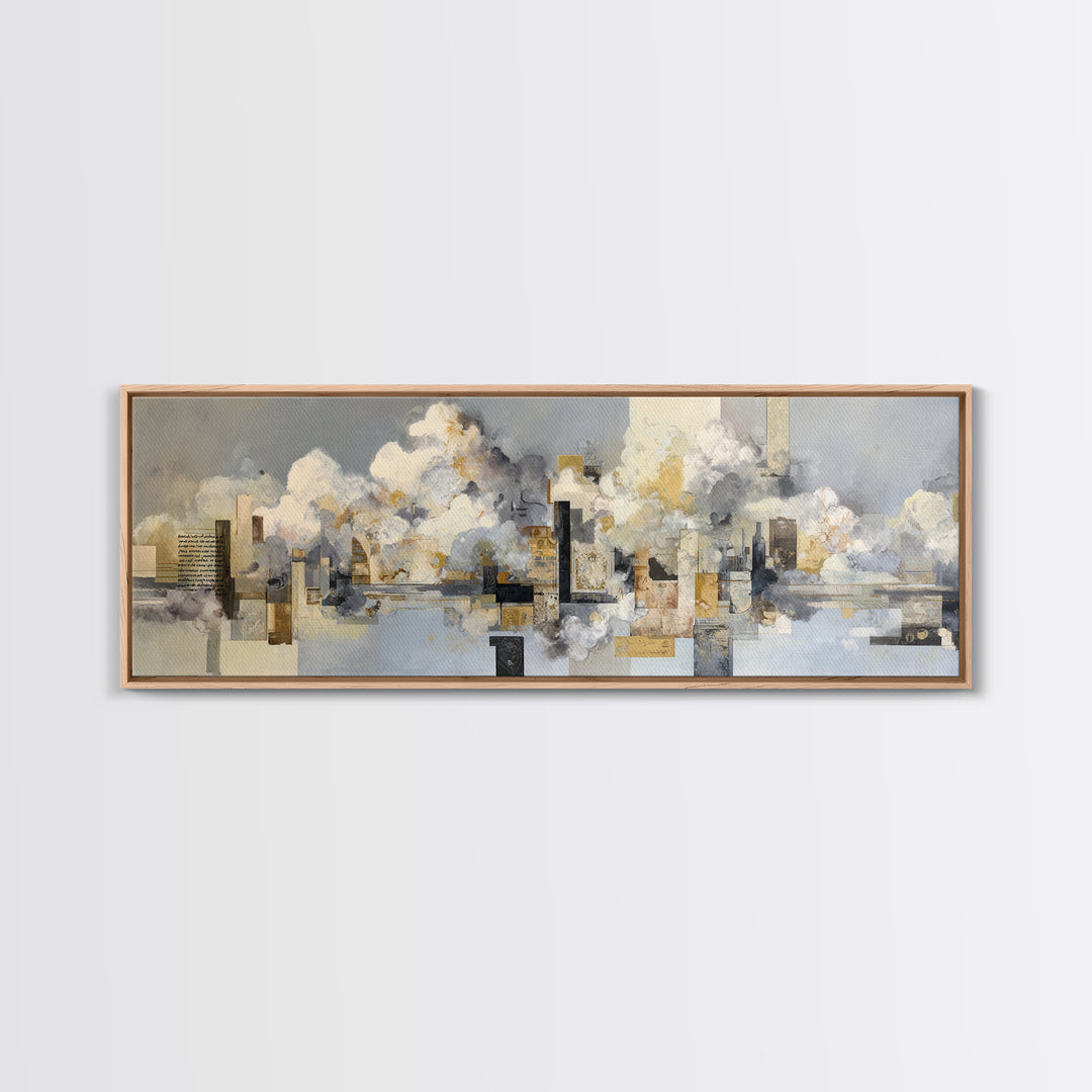Large Cloudscape with Subtle Drama Framed Canvas Print, Hotel Art, Living Room Decor, Hotel Decor, Fine Art, Boutique, HOT-3x1-9