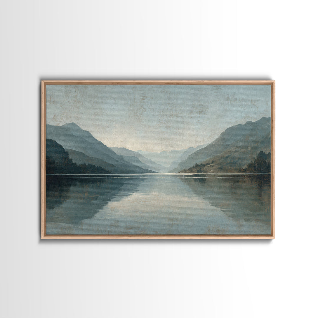 Serene Mountain Lake for Boutique Hotel Mood Canvas Print, Hotel Art, Coastal Decor, Hotel Decor, Oil Painting, Boutique, HOT-3x2-12