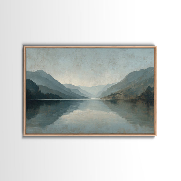 Serene Mountain Lake for Boutique Hotel Mood Canvas Print, Hotel Art, Coastal Decor, Hotel Decor, Oil Painting, Boutique, HOT-3x2-12