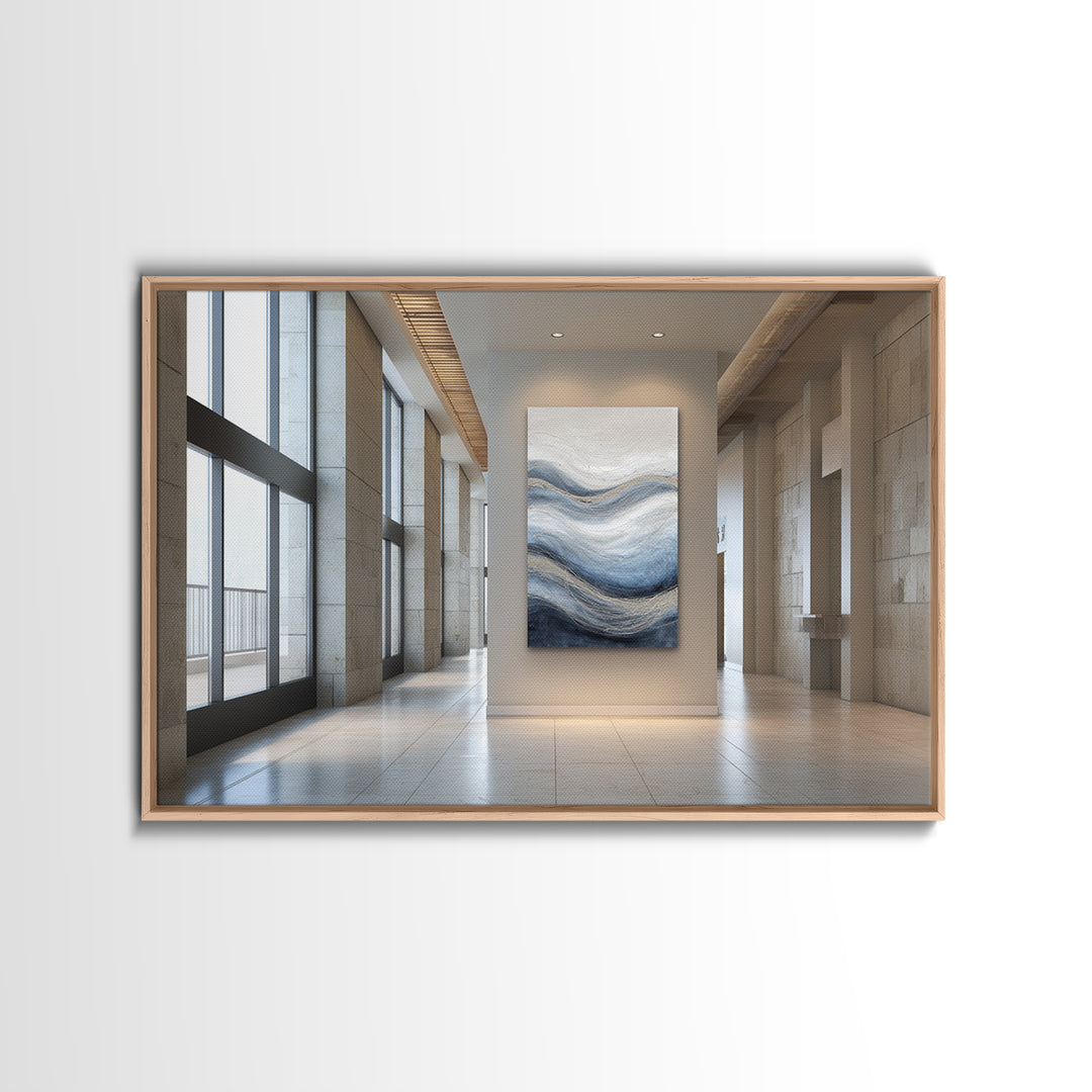 Soft Abstract Wave Forms Framed Canvas Print, Hotel Art, Abstract Art, Hotel Decor, Fine Art, Boutique, Gallery Wall Art, HOT-3x2-14
