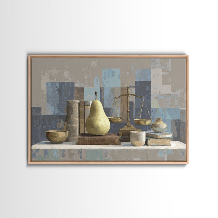 Elegant Pear Still Life on Linen Canvas Print, Hotel Art, Neutral Decor, Hotel Decor, Fine Art, Boutique, Home Decor, HOT-3x2-49