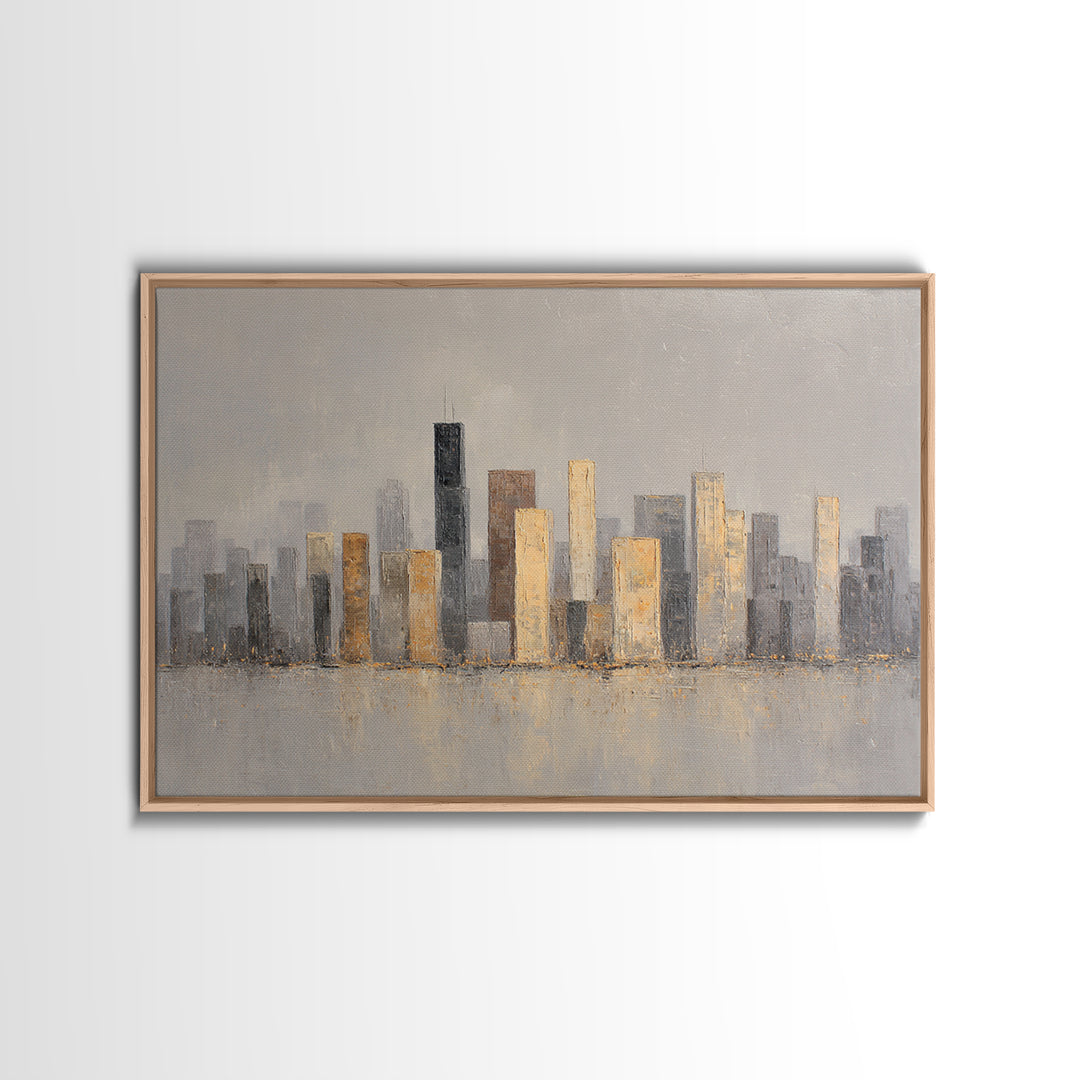 Quiet City Skyline Framed Canvas Print, Hotel Art, Living Room Decor, Hotel Decor, Fine Art, Boutique, City Wall Art, HOT-3x2-6
