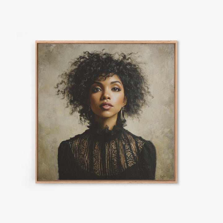 Curly Hair Portrait Canvas Print, Hair Salon Art, Minimalist Wall Art, Living Room Decor, Oil Painting, Style, Hair Stylist, HSA-1x1-15