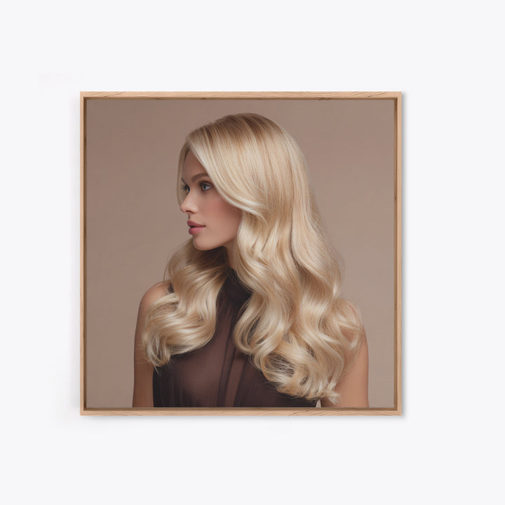 Blonde Waves Painted Framed Canvas Print, Hair Salon Art, African Art, Living Room Decor, Watercolor Art, Style, HSA-1x1-16