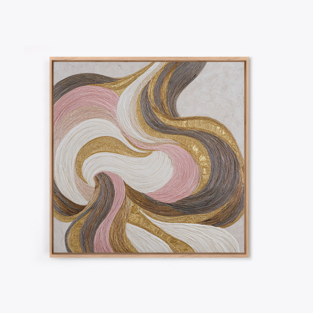 Abstract Hair Strands Forming Elegant Waves Framed Canvas Print, Hair Salon Art, African Art, Living Room Decor, Style, HSA-1x1-27
