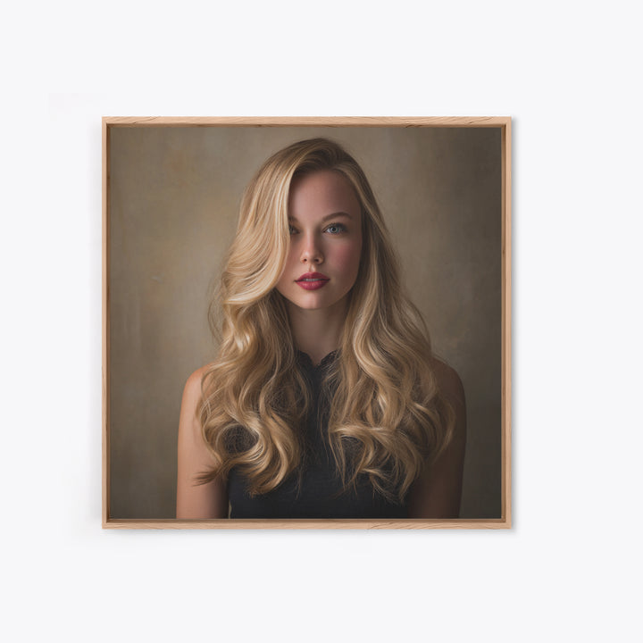 Blonde Waves Painted Framed Canvas Print, Hair Salon Art, Luxury Decor, Living Room Decor, Fine Art, Style, Printable Wall Art, HSA-1x1-40