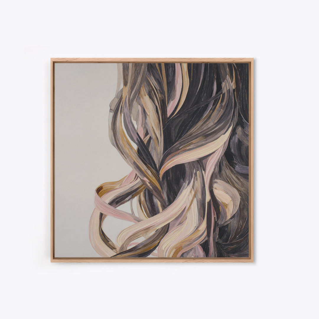 Hair Strands Turning into Abstract Ribbons Canvas Print, Hair Salon Art, Gallery Decor, Living Room Decor, Abstract Art, Style, HSA-1x1-45