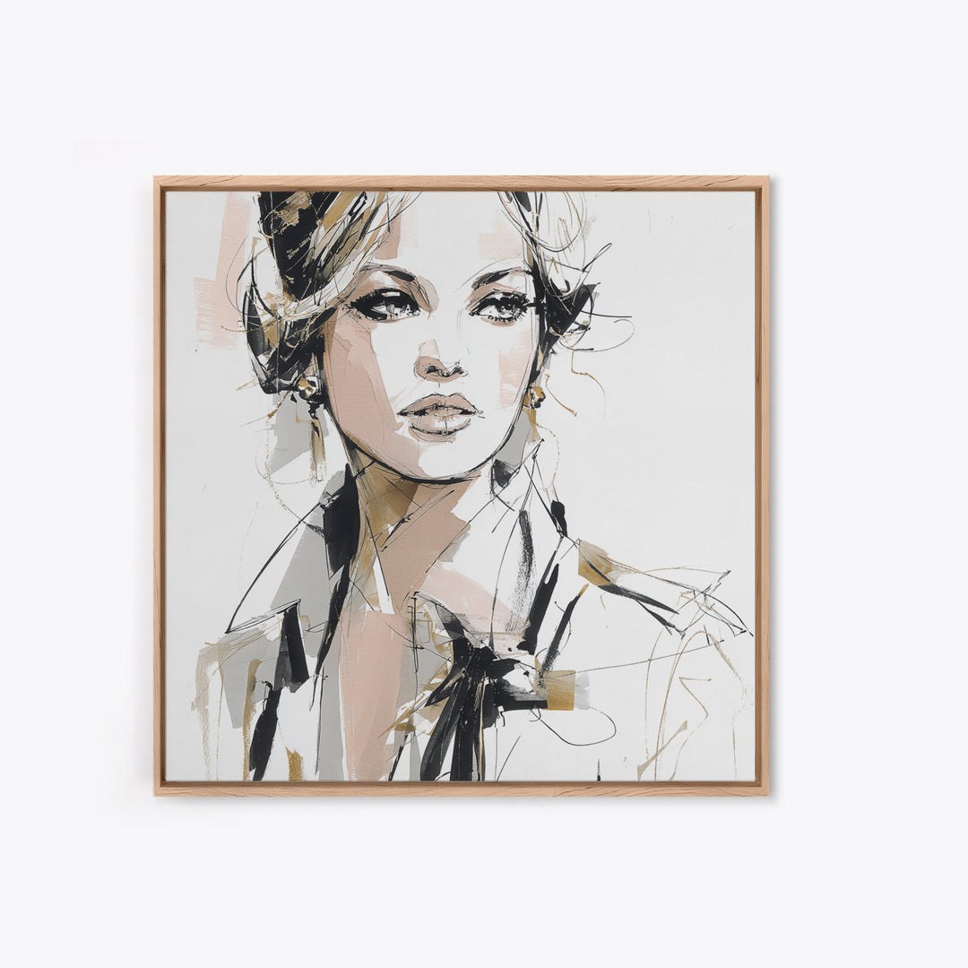 Black and White Line Art Salon Figure Canvas Print, Hair Salon Art, Girls Room Decor, Living Room Decor, Fine Art, Style, HSA-1x1-55