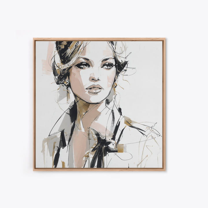Black and White Line Art Salon Figure Canvas Print, Hair Salon Art, Girls Room Decor, Living Room Decor, Fine Art, Style, HSA-1x1-55