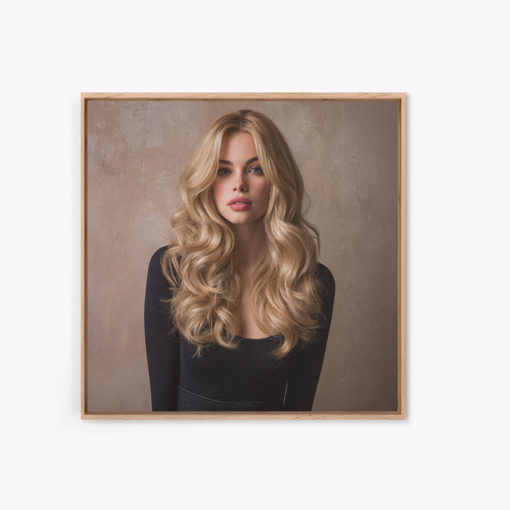 Blonde Waves Painted Framed Canvas Print, Hair Salon Art, Black Owned Art, Living Room Decor, Style, Hairdresser Gifts, HSA-1x1-64