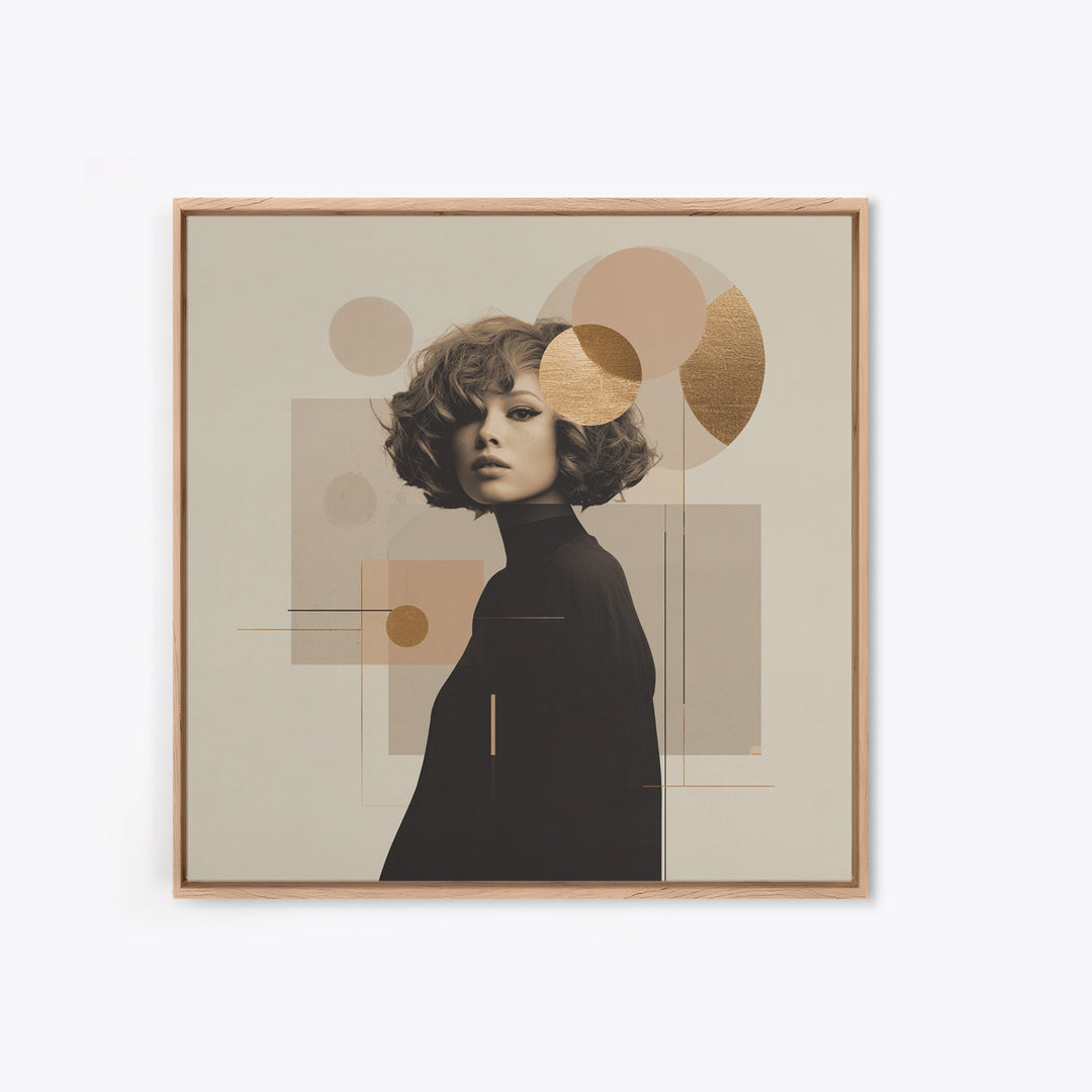 Mod 1960s Beauty Portrait Framed Canvas Print, Hair Salon Art, Home Decor, Living Room Decor, Fine Art, Style, Contemporary Art, HSA-1x1-67