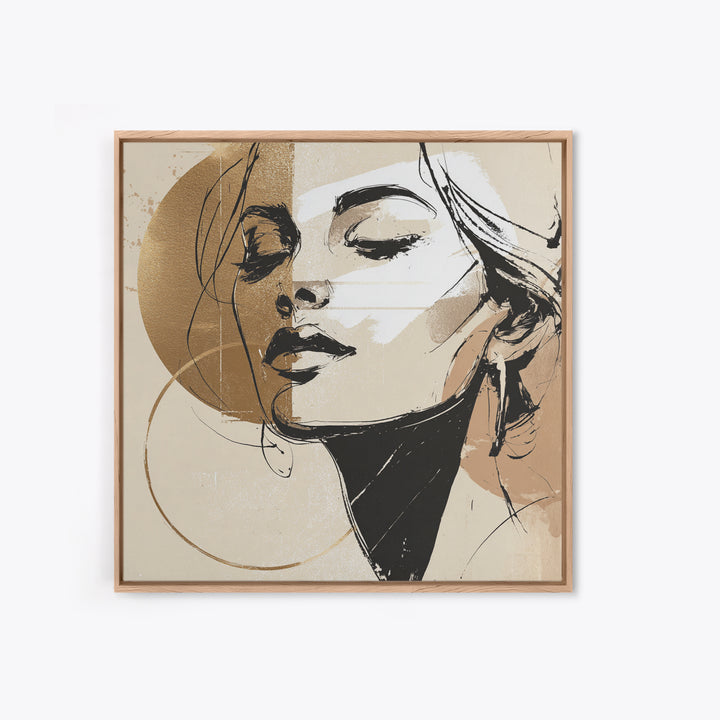 Black and White Line Art Salon Figure Framed Canvas Print, Hair Salon Art, Black Wall Art, Living Room Decor, Fine Art, Style, HSA-1x1-7