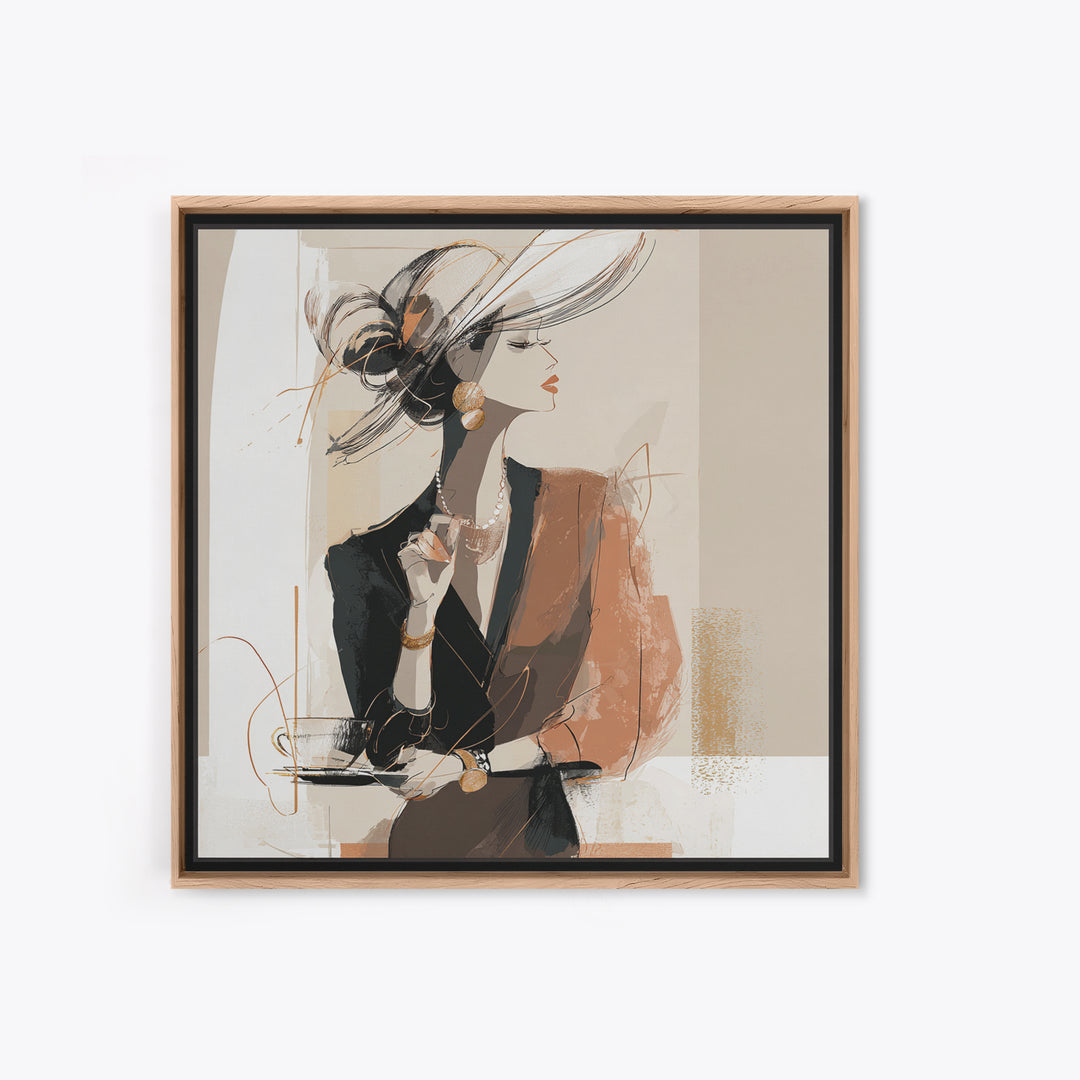 Black and White Line Art Salon Figure Framed Canvas Print, Hair Salon Art, Modern Decor, Living Room Decor, Fine Art, Style, HSA-1x1-79