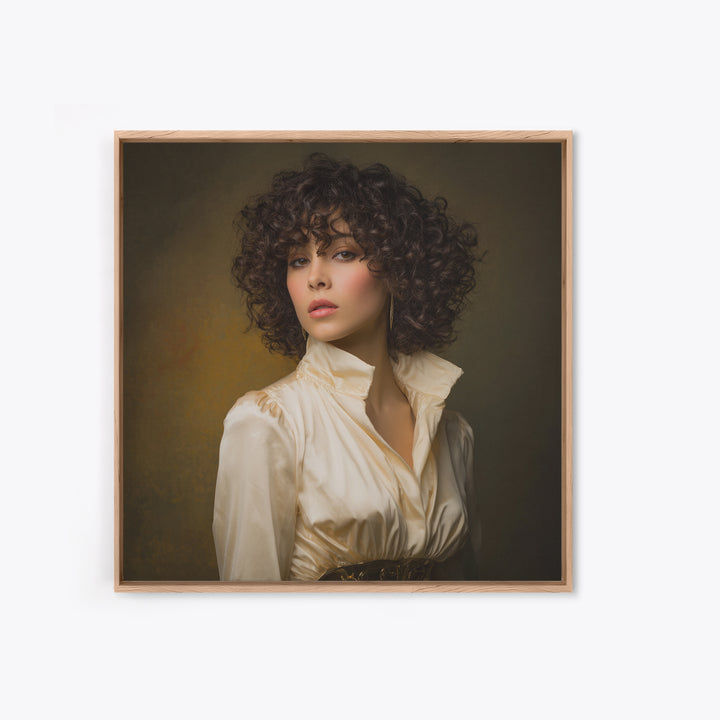 Curly Hair Portrait Canvas Print, Hair Salon Art, Statement Artwork, Living Room Decor, Fine Art, Style, Digital Prints, HSA-1x1-87