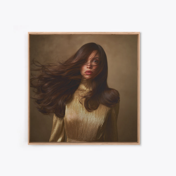Fashion Portrait with Flowing Glossy Hair Canvas Print, Hair Salon Art, Wall Art, Living Room Decor, Fine Art, Style, HSA-1x1-97