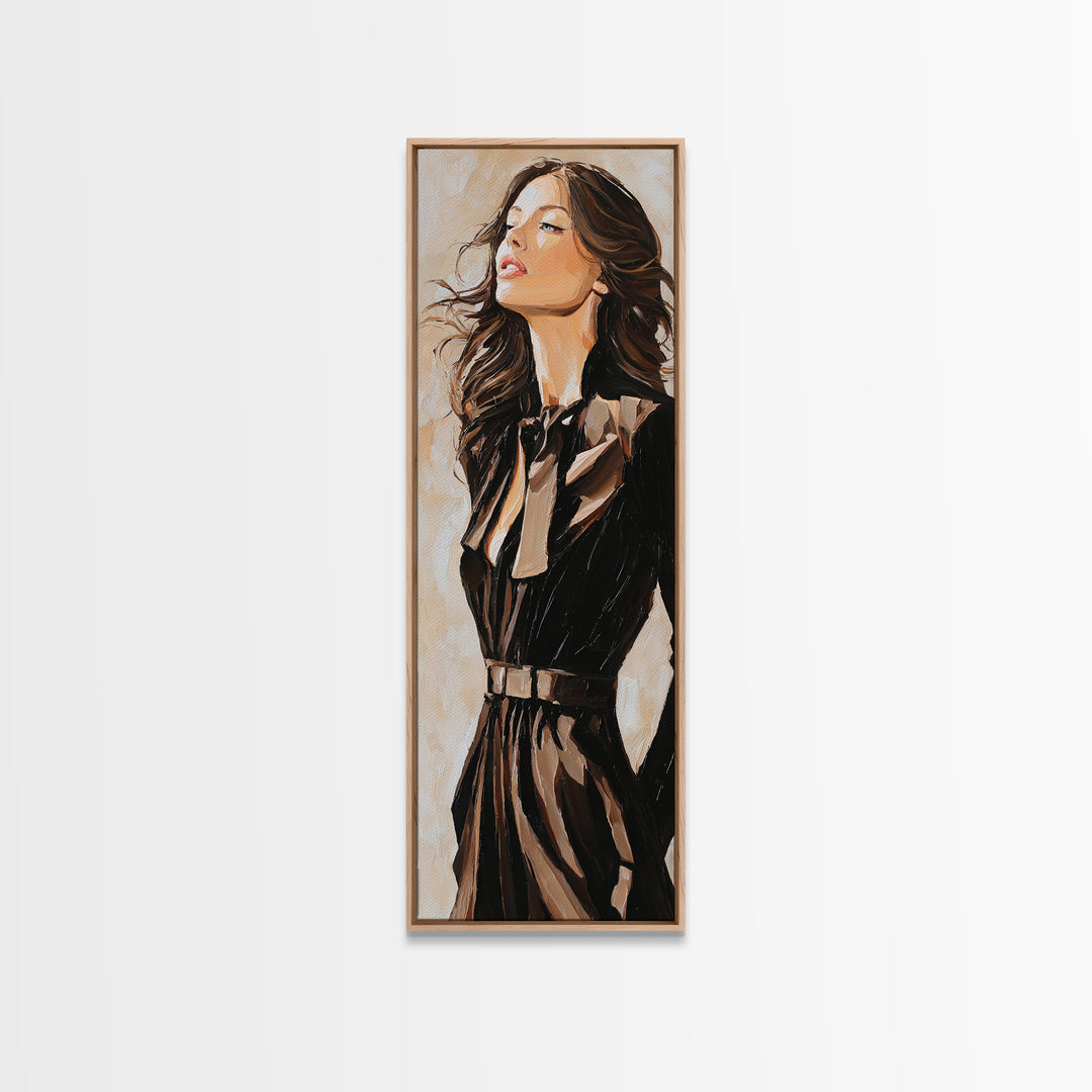 Fashion Portrait with Flowing Glossy Hair Canvas Print, Hair Salon Art, Fine Art Print, Living Room Decor, Fine Art, Style, HSA-1x3-13