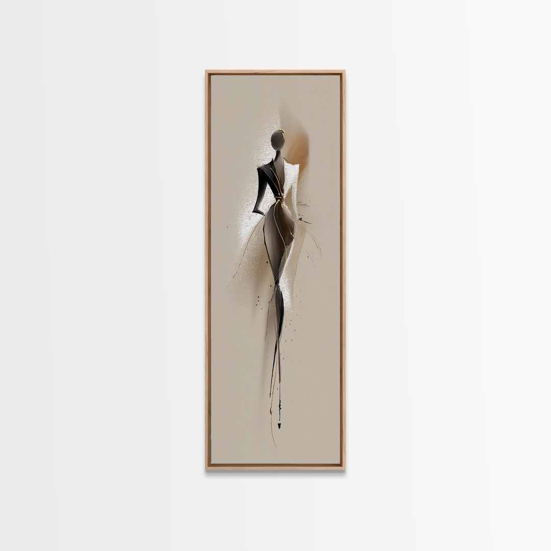 Black and White Line Art Salon Figure Framed Canvas Print, Hair Salon Art, Art, Living Room Decor, Style, Black Art Prints, HSA-1x3-19
