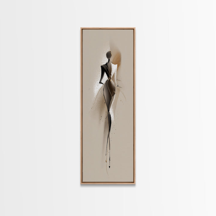 Black and White Line Art Salon Figure Framed Canvas Print, Hair Salon Art, Art, Living Room Decor, Style, Black Art Prints, HSA-1x3-19