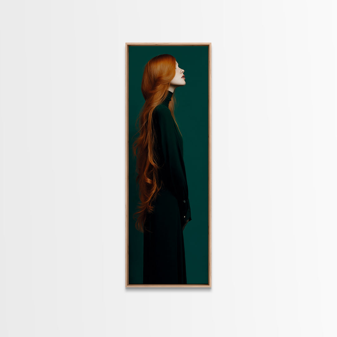 Copper Hair Silhouette Canvas Print, Hair Salon Art, Black Woman Wall Art, Living Room Decor, Fine Art, Style, Fine Art Print, HSA-1x3-22