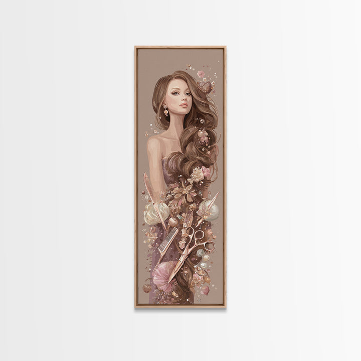 Rose Gold Salon Tool Still Life Canvas Print, Hair Salon Art, Afrocentric Art, Living Room Decor, Style, Statement Artwork, HSA-1x3-26